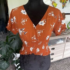 Paper Crane Rust Floral Blouse